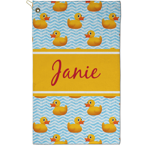 Custom Rubber Duckie Golf Towel - Poly-Cotton Blend - Small w/ Name or Text