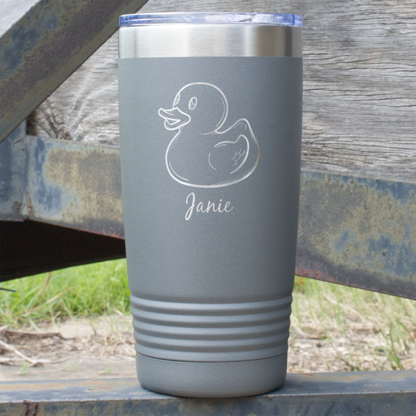 Custom Rubber Duckie 20 oz Stainless Steel Tumbler - Grey - Single Sided (Personalized)