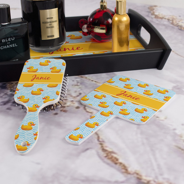 Rubber Duckie Hair Brush and Hand Mirror - Bathroom Scene
