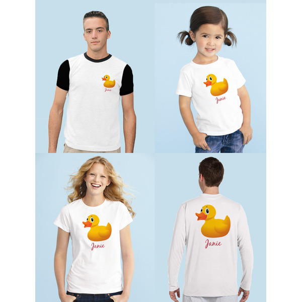 Rubber Duckie Iron-On Sizing on Shirts