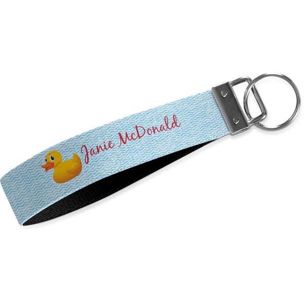 Custom Rubber Duckie Wristlet Webbing Keychain Fob (Personalized)