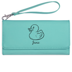 Rubber Duckie Ladies Leatherette Wallet - Laser Engraved- Teal (Personalized)