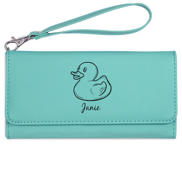 Rubber Duckie Ladies Wallet - Leather - Teal - Front View