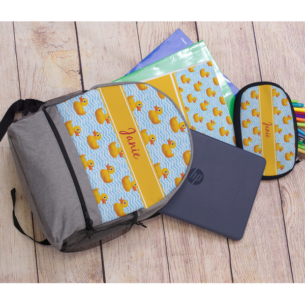 Rubber Duckie Large Backpack - Gray - With Stuff