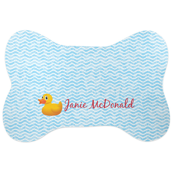 Custom Rubber Duckie Bone Shaped Dog Food Mat (Personalized)