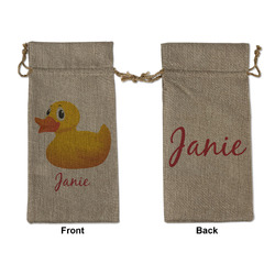 Rubber Duckie Large Burlap Gift Bag - Front & Back (Personalized)