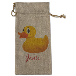 Rubber Duckie Large Burlap Gift Bag - Front
