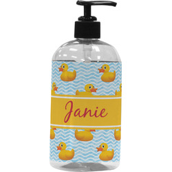 Rubber Duckie Plastic Soap / Lotion Dispenser (16 oz - Large - Black) (Personalized)