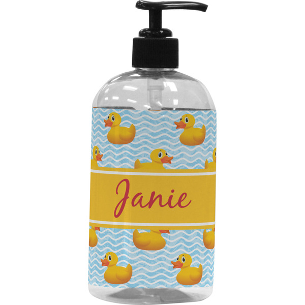 Custom Rubber Duckie Plastic Soap / Lotion Dispenser (16 oz - Large - Black) (Personalized)