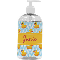 Rubber Duckie Plastic Soap / Lotion Dispenser (16 oz - Large - White) (Personalized)