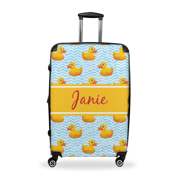 Custom Rubber Duckie Suitcase - 28" Large - Checked w/ Name or Text