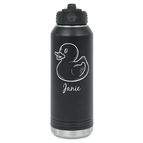 Custom Rubber Duckie Water Bottle - Laser Engraved - Front (Personalized)