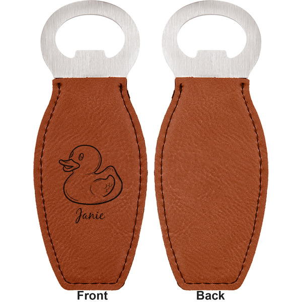 Rubber Duckie Leather Bar Bottle Opener - Front and Back (single sided)