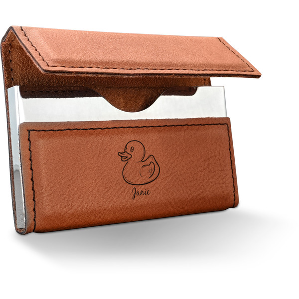 Custom Rubber Duckie Leatherette Business Card Holder - Single Sided (Personalized)