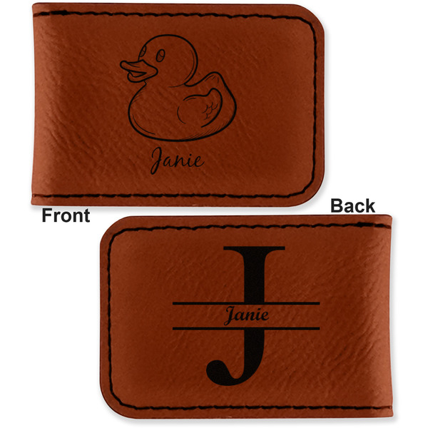 Rubber Duckie Leatherette Magnetic Money Clip - Front and Back