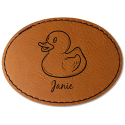 Rubber Duckie Faux Leather Iron On Patch - Oval (Personalized)