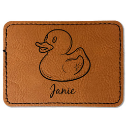 Rubber Duckie Faux Leather Iron On Patch - Rectangle (Personalized)