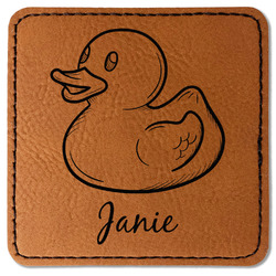Rubber Duckie Faux Leather Iron On Patch - Square (Personalized)
