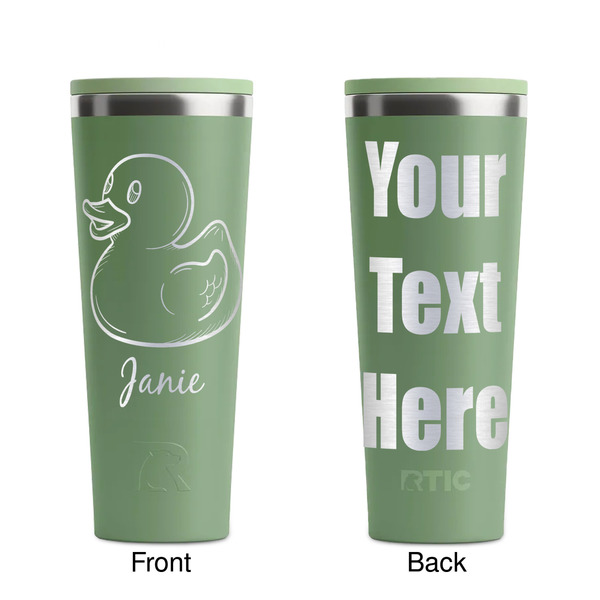 Rubber Duckie Light Green RTIC Everyday Tumbler - 28 oz. - Front and Back