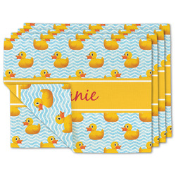 Rubber Duckie Double-Sided Linen Placemat - Set of 4 w/ Name or Text