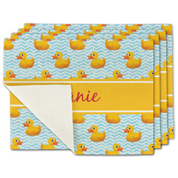Rubber Duckie Single-Sided Linen Placemat - Set of 4 w/ Name or Text