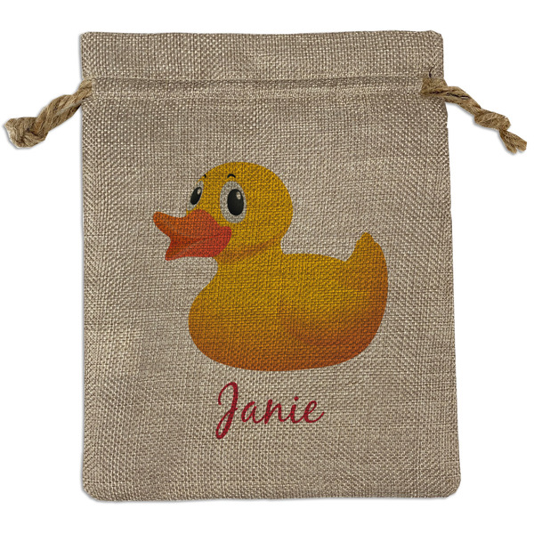 Custom Rubber Duckie Burlap Gift Bag