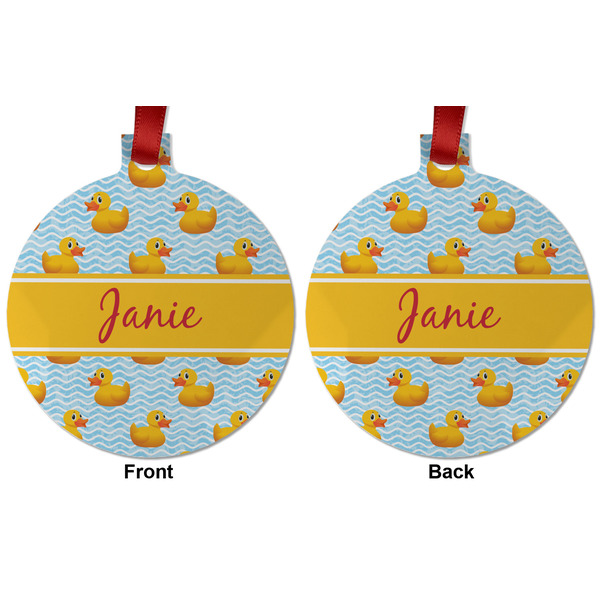 Rubber Duckie Metal Ball Ornament - Front and Back