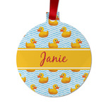 Rubber Duckie Metal Ball Ornament - Double Sided w/ Name or Text
