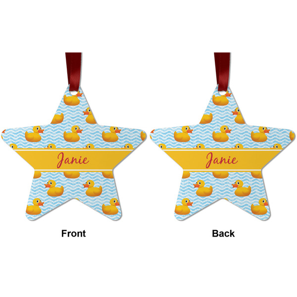 Rubber Duckie Metal Star Ornament - Front and Back