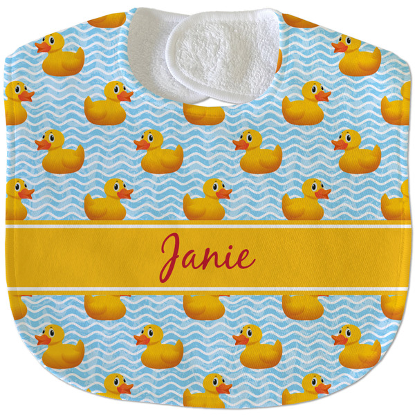 Custom Rubber Duckie Velour Baby Bib w/ Name or Text