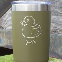 Rubber Duckie 20 oz Stainless Steel Tumbler - Olive - Single Sided (Personalized)