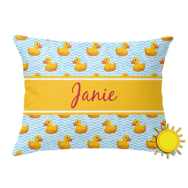 Custom Rubber Duckie Outdoor Throw Pillow (Rectangular) (Personalized)