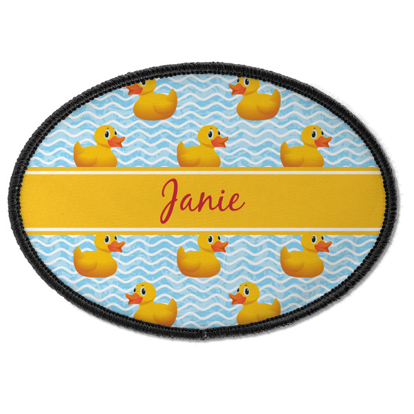 Custom Rubber Duckie Iron On Oval Patch w/ Name or Text