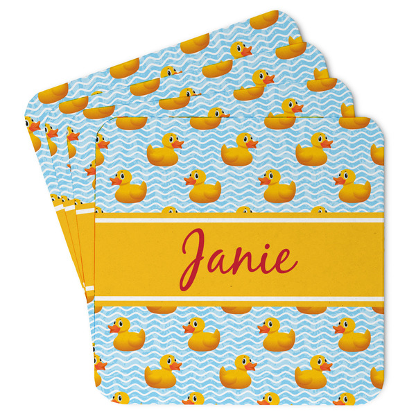 Custom Rubber Duckie Paper Coasters w/ Name or Text