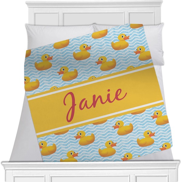 Custom Rubber Duckie Minky Blanket - Toddler / Throw - 60"x50" - Double Sided (Personalized)