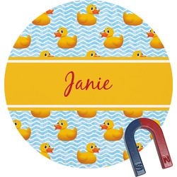 Rubber Duckie Round Fridge Magnet (Personalized)