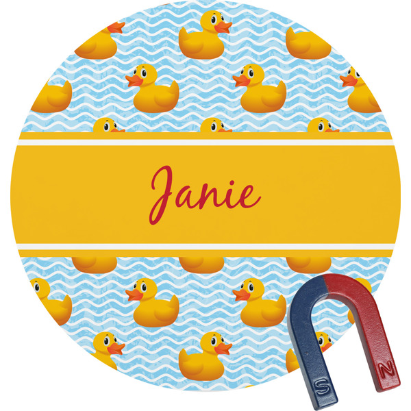 Custom Rubber Duckie Round Fridge Magnet (Personalized)