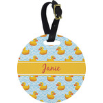 Rubber Duckie Plastic Luggage Tag - Round (Personalized)