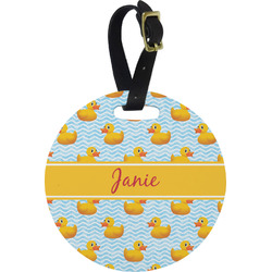 Rubber Duckie Plastic Luggage Tag - Round (Personalized)