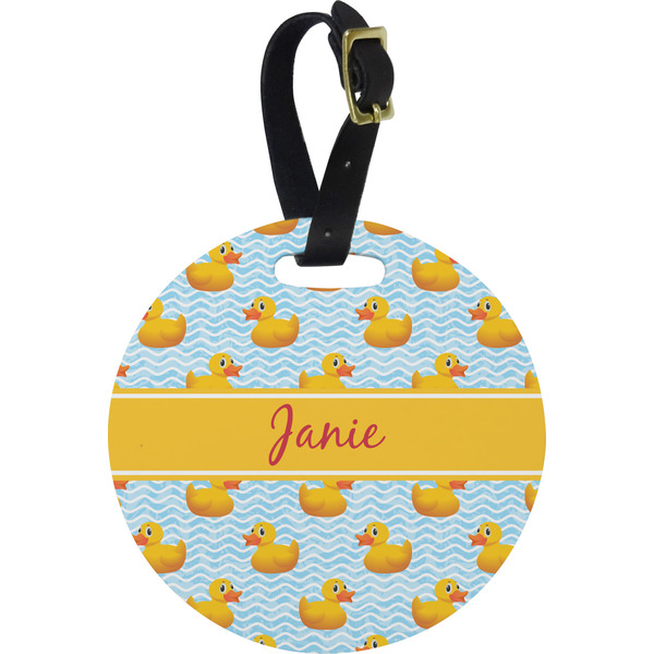 Custom Rubber Duckie Plastic Luggage Tag - Round (Personalized)