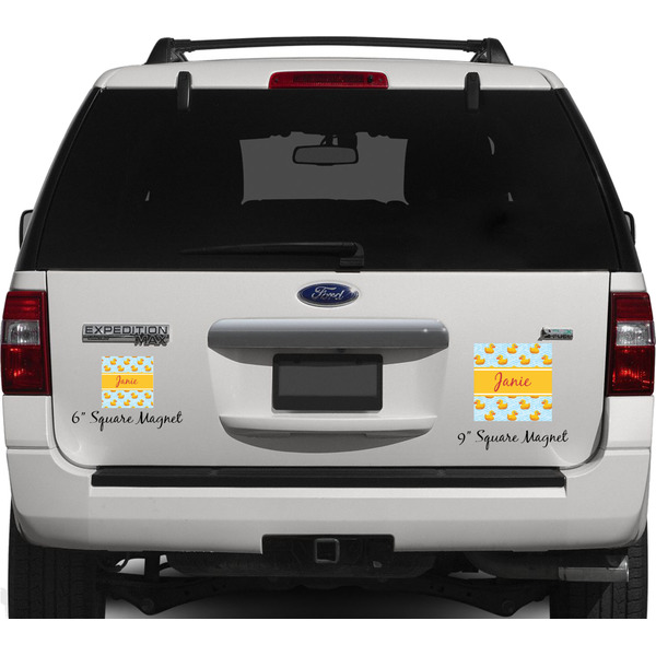 Rubber Duckie Personalized Square Car Magnets on Ford Explorer