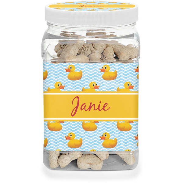 Custom Rubber Duckie Dog Treat Jar (Personalized)