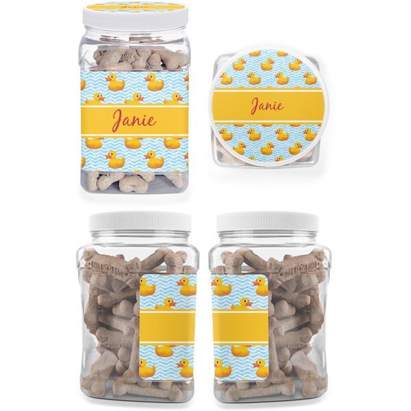 Rubber Duckie Pet Treat Jar - Multiple Angles