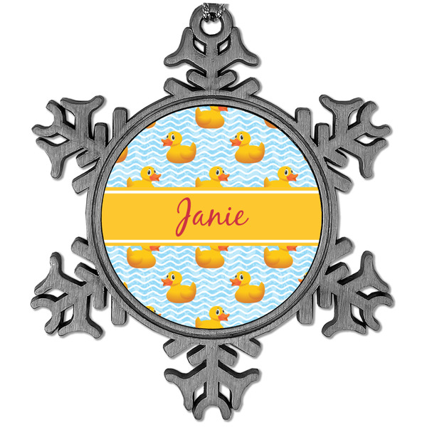 Custom Rubber Duckie Vintage Snowflake Ornament (Personalized)