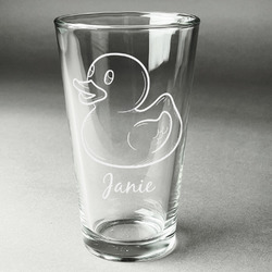 Rubber Duckie Pint Glass - Engraved (Single) (Personalized)