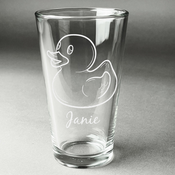 Custom Rubber Duckie Pint Glass - Engraved (Single) (Personalized)