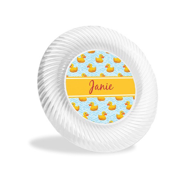 Custom Rubber Duckie Plastic Party Appetizer & Dessert Plates - 6" (Personalized)