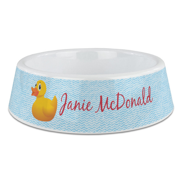 Custom Rubber Duckie Plastic Dog Bowl - Large (Personalized)