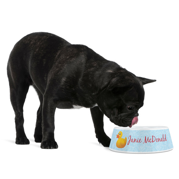 Rubber Duckie Plastic Pet Bowls - Medium - LIFESTYLE