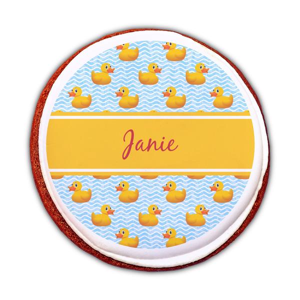 Rubber Duckie Printed Icing Circle - Medium - On Cookie
